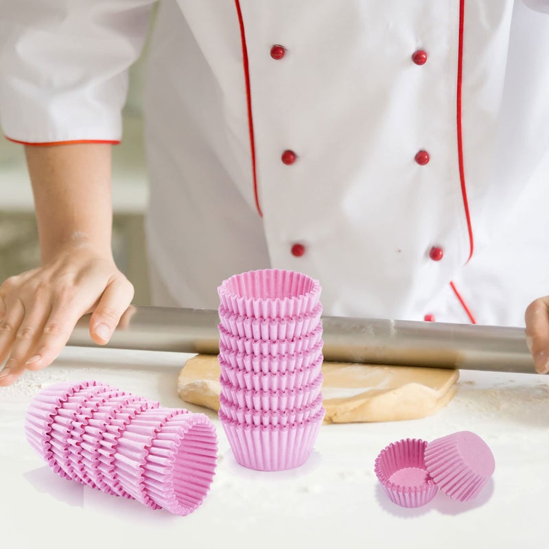 NUOMI 1 Inch Super Mini Cupcake papers Liners Baking Cups 1000 Pack Muffin Lining Wrappers, Pink - Image 2